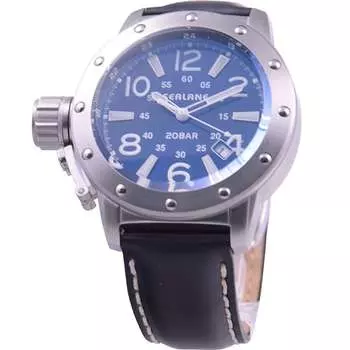 SEALANE Мужская SE54-LBL (Силейн Солнце Пламя) Круглые часы из черной нержавеющей стали, аналоговые