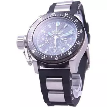 SEALANE Мужская SE55-PBB (Кварцевые мужские часы серии SE55 Sun Flame) Круглые часы из серебристого нержавеющего металла