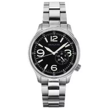 SEALANE Мужская SEJ021-MBK (Пламя Солнца) Круглые часы серебристые с несколькими стрелками аналоговые