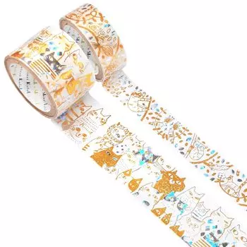 Sealdo Сделано в Японии 2-цветная фольга блестящая малярная лента Hoshi Akari 2 Объемный набор Кошки Кошка Shinzi Katoh 3 м Объем Животные/Много ks-dt-20110