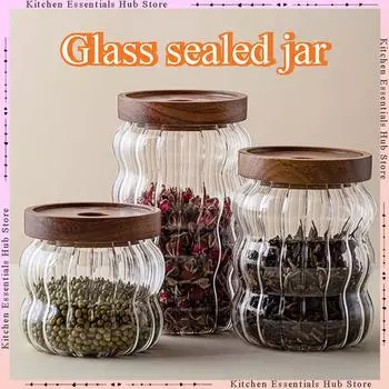 Sealed Jars Kitchen Grain Storage Organizer Thickened Glass Moisture-proof Seasoning Nut Storage Box FOR Household Organization