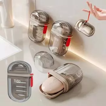 Sealed Soap Box Double Layer Drainage Soap Shelf Transparent Travel Waterproof Bathroom Accessories Travel Soap Holder