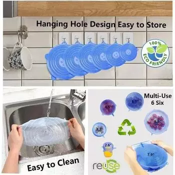 Sealing Cover For Kitchen Accessory Fresh-keeping Adjustable Elastic Silicone Caps Organize Kitchen Storage Organization Package