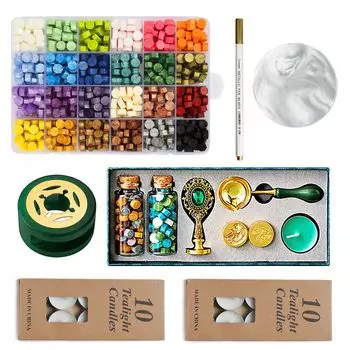 Sealing Stamp Set Gacha Stamp Seal 3 Types of Seals 24 Colors Sealing Wax Spoon Candle Furnace Stamp Stamp Pad Special Color Pen Christmas Gift