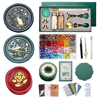 Сургучный штамп для запечатывания подарочной коробки в одном полном наборе, штамп, воск, штамп, подарок, приглашение, свадьба, годовщина, день рождения, праздник,