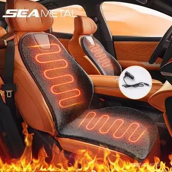 SEAMETAL12V Автомобильный электрогрелка, плюшевый электрический подогреватель сидений, 3 передачи, регулируемая зимняя подушка, быстрый нагрев, аксессуары для салона автомобиля 1pc front seat чёрный