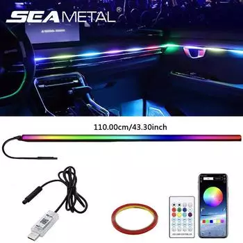 SEAMETAL 110 СМ Автомобильная RGB светодиодная неоновая лента с приложением для управления музыкой, датчик ритма, лампа с дистанционным внешним освещением 1pc strip