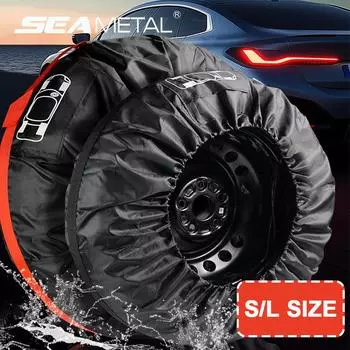 SEAMETAL 1 шт. 16-23-дюймовый универсальный чехол для запасного колеса автомобиля, защитный чехол для гаража, водонепроницаемый чехол для защиты шин Oxford S(13-18 inch) 1PC чёрный