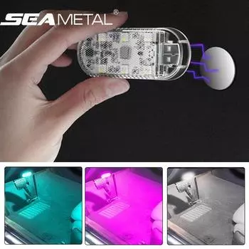 SEAMETAL 1 шт., сенсорный датчик для салона автомобиля, лампа для чтения, светодиодные фонари, мини-светильник для дверей автомобиля, 5 В, светодиодное освещение, автомобильные аксессуары на палец Without Battery белый