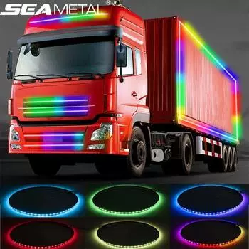 SEAMETAL 24 В светодиодный мигающий RGB грузовик окружающий свет на крышу, бампер, дверь, лампа, декоративная лампа, лента для грузовика, автомобиля, предупреждающие огни, украшение 120cm (47.24inch) разноцветный