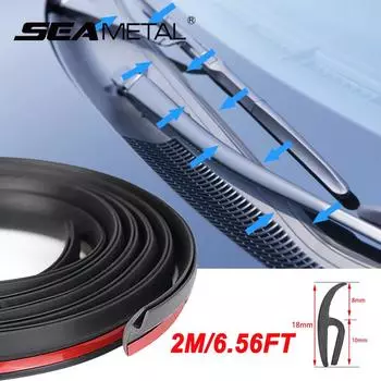 SEAMETAL 2 м H-типа резиновая уплотнительная полоса для лобового стекла автомобиля самоклеящиеся автомобильные уплотнительные полосы для лобового стекла пылезащитные для автомобильных аксессуаров 2 meters чёрный
