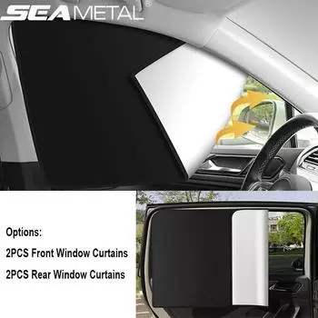SEAMETAL 2 шт. автомобильный солнцезащитный козырек, полная затеняющая ткань, магнитная штора, солнцезащитный козырек на боковое окно автомобиля, летняя защита для автомобильных аксессуаров 2PCS Front Window Curtains