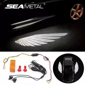 SEAMETAL 2 шт. автомобильный светодиодный люминесцентный светильник для двери, ступенька, земля, крыло ангела, проекционная лампа белый