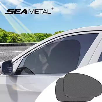 SEAMETAL 2 шт. козырек от солнца на боковое окно автомобиля, солнцезащитный козырек с УФ-отражением, козырек от солнца на переднее/заднее боковое окно автомобиля, черный сетчатый боковой козырек 2pcs rear seat side чёрный