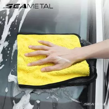 SEAMETAL 400GSM 100*50 см коралловое флисовое полотенце для мытья автомобиля супер впитывающее мягкое полотенце для чистки автомобиля ткань для протирания уход за автомобилем 1pc 100*50cm серый/жёлтый