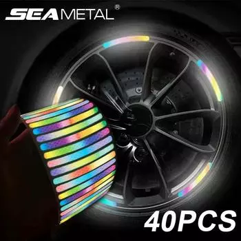 SEAMETAL 40 шт., водонепроницаемая светоотражающая наклейка на колесо автомобиля, украшение для шин, наклейка на ступицу колеса, светящиеся наклейки Type A 40pcs