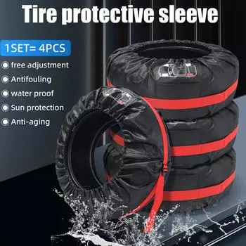 SEAMETAL 4 шт./комплект 16-23 дюйма универсальный автомобильный чехол для запасного колеса защитный чехол для гаража солнцезащитный козырек пылезащитный S(13-18 inch) 4PCS чёрный