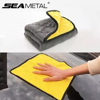 SEAMETAL 800GSM Автомобильное микрофибровое полотенце для чистки Мягкое полирующее восковое суперабсорбирующее сушильное автомобильное полотенце для чистки деталей 1pc серый/оранжевый