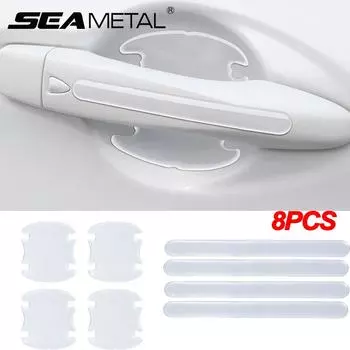 SEAMETAL 8 шт., дверная ручка автомобиля, чаша, защитные наклейки от царапин, прозрачная ручка автомобиля, Защитная полоса от столкновений 8pcs
