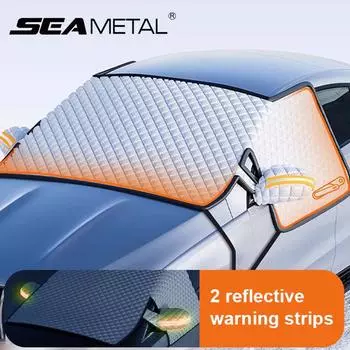 SEAMETAL Автомобильное лобовое стекло Снежный чехол Солнцезащитный козырек Защита от замерзания Складное универсальное автомобильное зимнее лобовое стекло для внедорожников серебряный