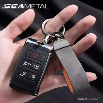 SEAMETAL автомобильный брелок для ключей, винтажный кожаный брелок из цинкового сплава, универсальный автомобильный мотоциклетный одинарный круглый анти-потерянный декор, брелок в подарок