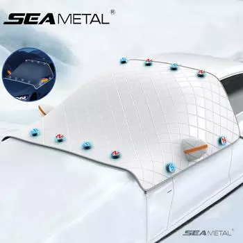 SEAMETAL Автомобильный чехол от снега Многослойная защита Ветрозащитный Устойчив к УФ-излучению Простая установка Автомобильный чехол от снега серебряный