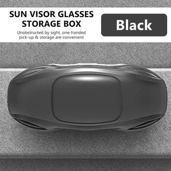 SEAMETAL Автомобильный футляр для очков Портативный с кнопочным переключателем Держатель для солнцезащитных очков на солнцезащитный козырек автомобиля АБС с флокированной подкладкой Бокс для очков Универсальный чёрный