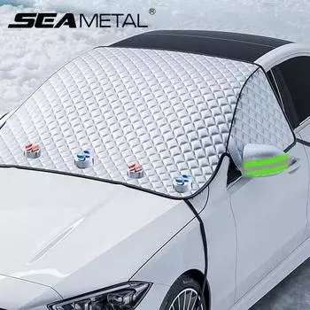 SEAMETAL Автомобильный лобовой щиток от снега для зимы, наружный защитный чехол от снега, солнцезащитный козырек с боковым стеклом зелёный/серебряный