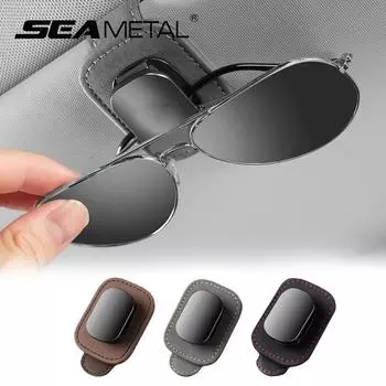 SEAMETAL Автомобильный солнцезащитный козырек с зажимом для очков Замшевый зажим для очков Автомобильный держатель для солнцезащитных очков Чехол для карт Аксессуары для салона автомобиля чёрный