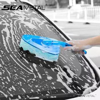 SEAMETAL Губка для мытья автомобиля Губка для мытья автомобиля без царапин с ручкой Чистка шин Полировка щетка для мытья автомобиля Инструмент для чистки автомобиля синий