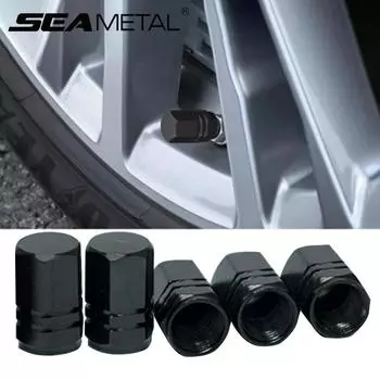 SEAMETAL колпачки для автомобильных шин, 12 шт., стержни для клапанов для автомобильных шин, универсальные колпачки для клапанов для автомобильных шин, колпачки для колес, пылезащитные защитные колпачки из алюминиевого сплава 1set чёрный