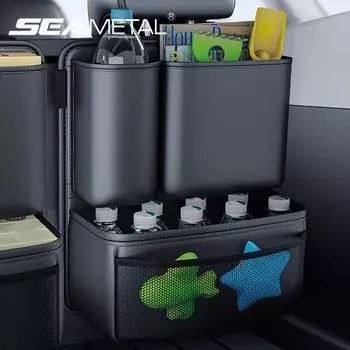 SEAMETAL кожаная сумка для хранения в багажнике автомобиля, складной карман на спинку сиденья автомобиля, подвесные органайзеры для джипов, внедорожников, фургонов чёрный