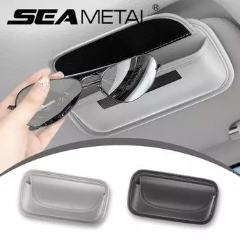 SEAMETAL кожаный чехол для автомобильных солнцезащитных очков, солнцезащитный козырек, органайзер для телефона, сумка для хранения солнцезащитных очков чёрный