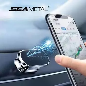 SEAMETAL Магнитный автомобильный держатель для телефона Магнитная подставка для смартфона Поддержка сотового GPS для iPhone 13 12 XR Xiaomi Huawei Samsung чёрный