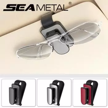SEAMETAL металлический держатель для очков в машине, держатель для очков, универсальные аксессуары для салона автомобиля чёрный/красный