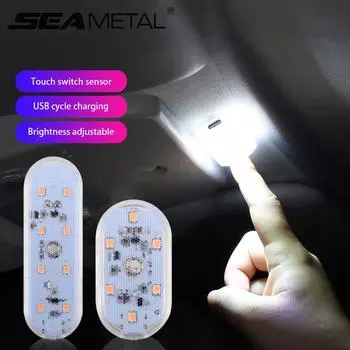 SEAMETAL Mini Touch Light для автомобиля USB перезаряжаемый светодиодный фонарь магнитная лампа для чтения для пола багажника капота автомобиля 6LED белый