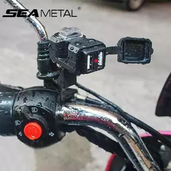 SEAMETAL Мотоциклетное зарядное устройство для телефона с двумя портами USB для зарядки Водонепроницаемое зарядное устройство для руля электромобиля Зеркало заднего вида Сиденье чёрный
