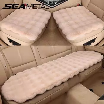 SEAMETAL плюшевая подушка для автомобиля зимняя теплая подушка для сиденья чехол для автомобильного сиденья утолщенная подушка для сиденья 2*front+1*rear seat чёрный