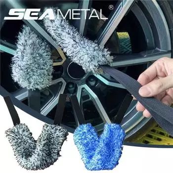 SEAMETAL Полотенце для мытья колес автомобиля, щетка, двухстороннее длинное полотенце для чистки ремня автомобиля, микрофибра, коралловый плюш, полотенце для ремней безопасности, ступицы синий