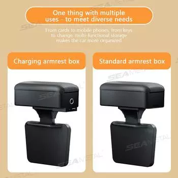 SEAMETAL ящик для хранения подлокотника автомобиля органайзер для автомобильного сиденья регулируемая по высоте подлокотник с USB-портом для зарядки чёрный