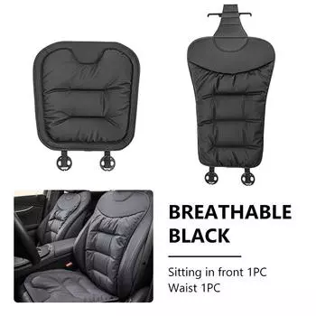 SEAMETAL Soft PU Leather Car Front Seat Cover Non-slip Velvet Front Rear Seat Cushion for All-Season 1pc 1*front +1*backrest чёрный