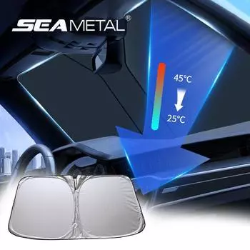 SEAMETAL солнцезащитный козырек для лобового стекла автомобиля, устойчивый к ультрафиолетовому излучению, простая установка, защита салона автомобиля от солнца, складной солнцезащитный козырек для лобового стекла S серебряный