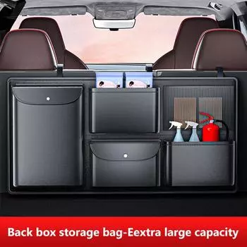 SEAMETAL Сумка для хранения в багажник автомобиля из ПУ кожи, большой вместимости, подвесной органайзер, карман на спинку сиденья автомобиля, подходит для внедорожника, кроссовера 1PC чёрный