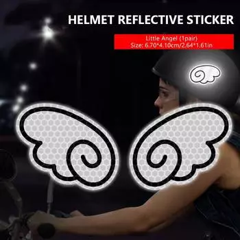 SEAMETAL Светоотражающие наклейки Наклейка на мотоциклетный шлем Стрелки Глаза Крылья Рога дьявола Водонепроницаемый Ночной предупреждающий знак Наружные детали wings 1pair