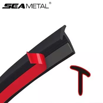 SEAMETAL Т-образная резиновая уплотнительная лента для внедорожника, кромка двери автомобиля, молдинг, наклейка, изоляционная водонепроницаемая, звукоизоляционная 2/5/10 м 2M чёрный