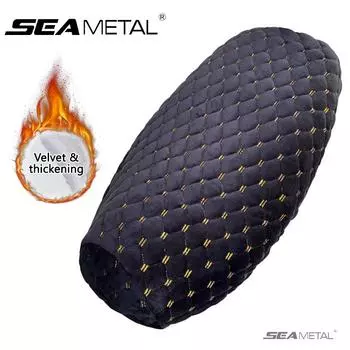 SEAMETAL Теплый плюшевый чехол для сиденья мотоцикла Защитный зимний губчатый коврик для сиденья для электроскутера Универсальный износостойкий коврик XL чёрный