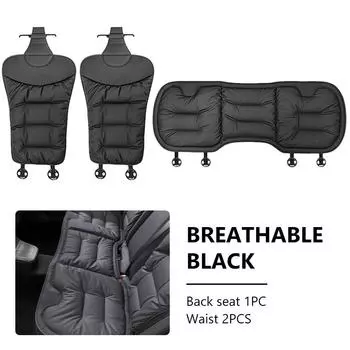 SEAMETAL Универсальный чехол на заднее сиденье автомобиля из кожи наппа, подушка-протектор для сиденья, мягкий дышащий, аксессуары для интерьера автомобиля 1*rear+2*backrest чёрный