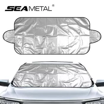 SEAMETAL Защитный козырек от снега, льда, солнца, пыли, инея, замерзания на лобовое стекло автомобиля 1pc серебряный/чёрный