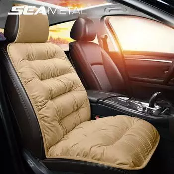 SEAMETAL Зимняя утолщенная подушка для сиденья автомобиля Универсальный мягкий плюшевый чехол Качественный роскошный салон автомобиля для автомобильного сиденья 1PC Front Seat чёрный
