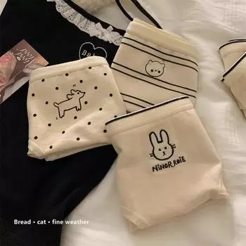 Seamless Cotton Cartoon Underwear: Soft, Comfy, Mid-Waist for Girls & Women, Summer Style L [80-120 kg]